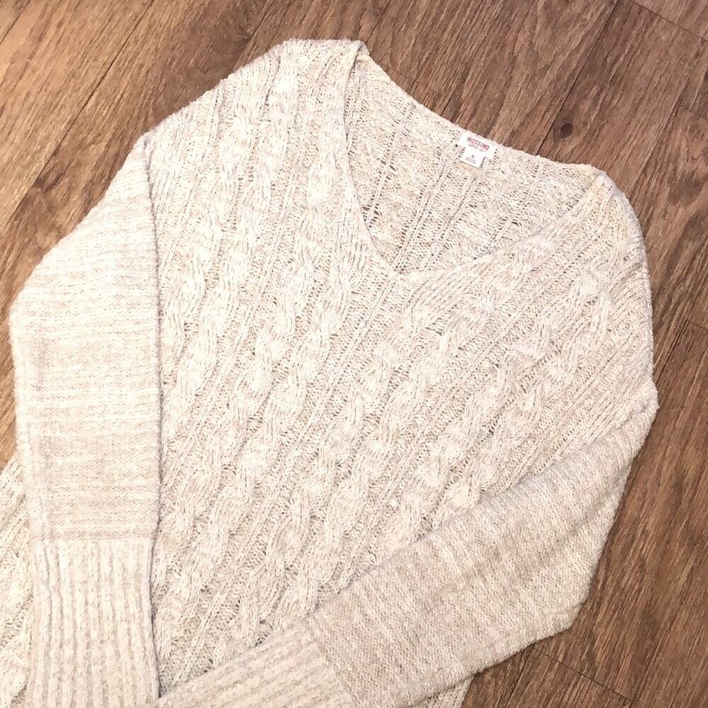 Mossimo Supply Co Cream Open Cable Knit Long Sleeve Dress Size Small